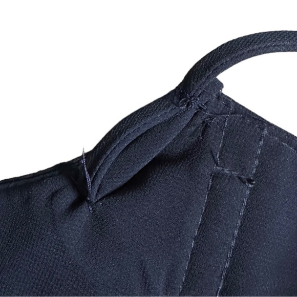 Bill Levkoff Navy Chiffon Pleated Maxi Dress 10 Formal Evening Bridesmaid Gown - Picture 8 of 10